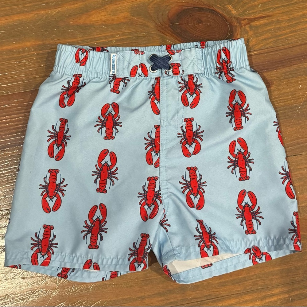 Kids Swim Trunks with Lobster Print - Blue